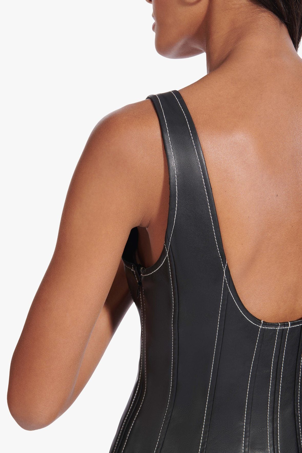 Image WELLS DRESS | BLACK VEGAN LEATHER 7 of 8 and Clicking this image will trigger a zoom pop-up