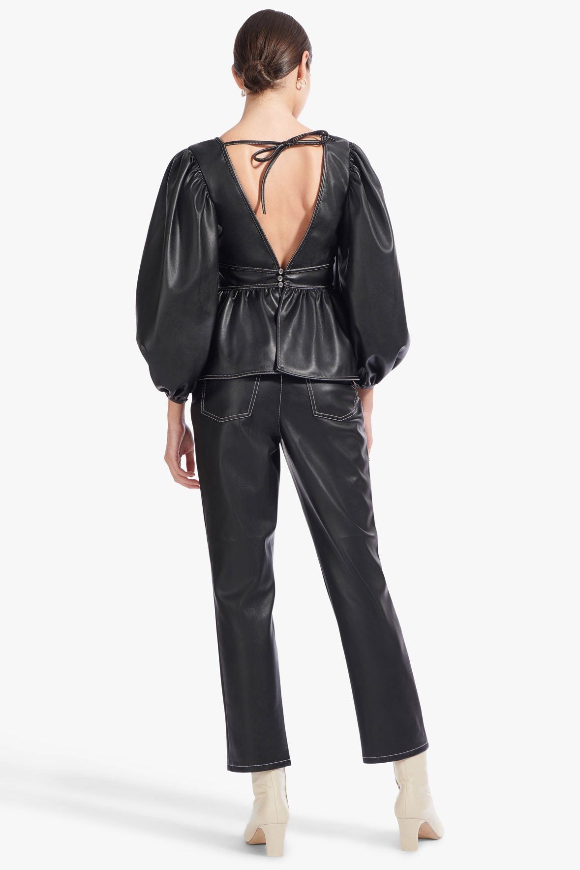 Image LUNA TOP | BLACK VEGAN LEATHER 5 of 7 and Clicking this image will trigger a zoom pop-up