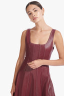 Image WELLS DRESS | BORDEAUX VEGAN LEATHER 6 of 8