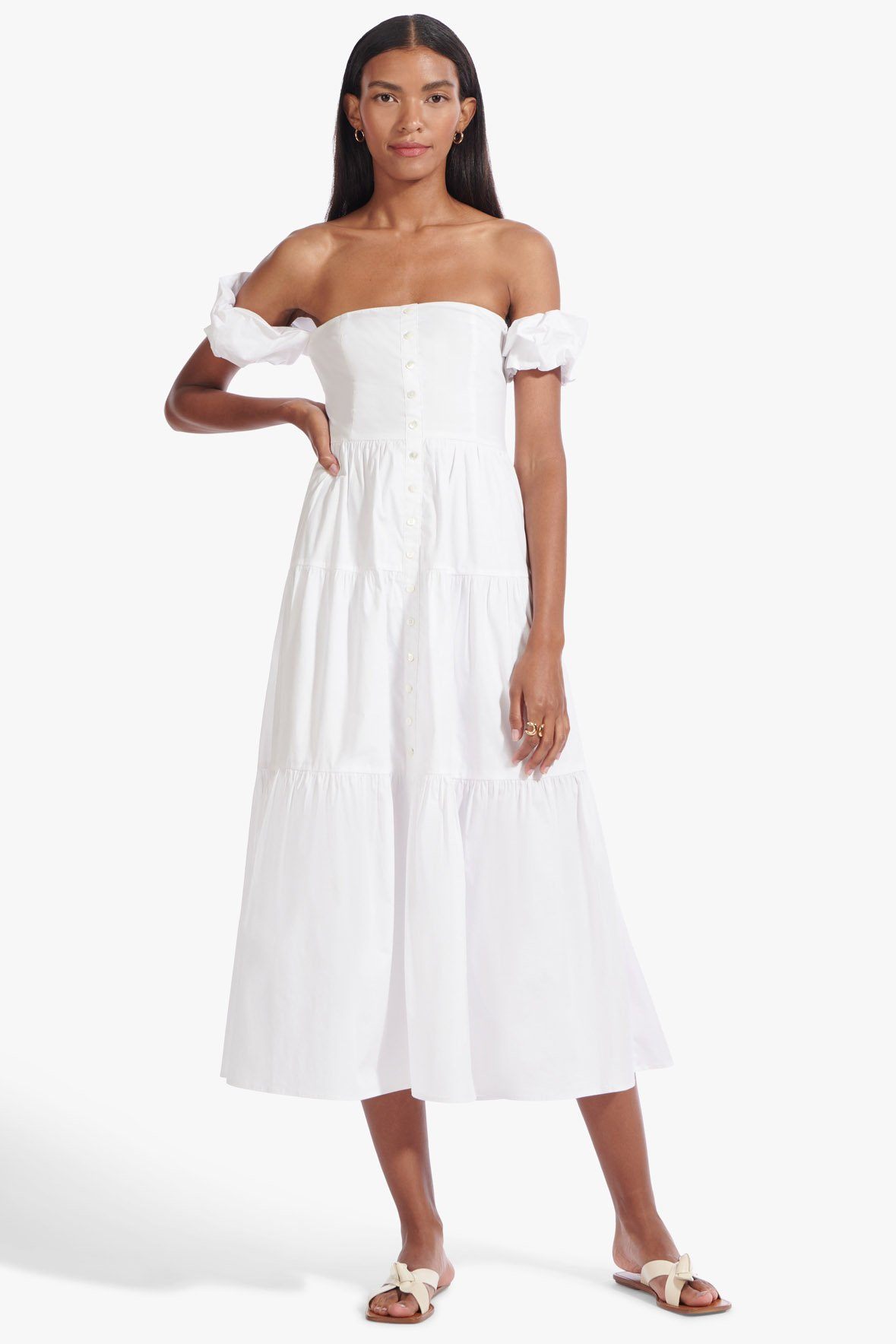 Image ELIO DRESS | WHITE 1 of 10 and Clicking this image will trigger a zoom pop-up