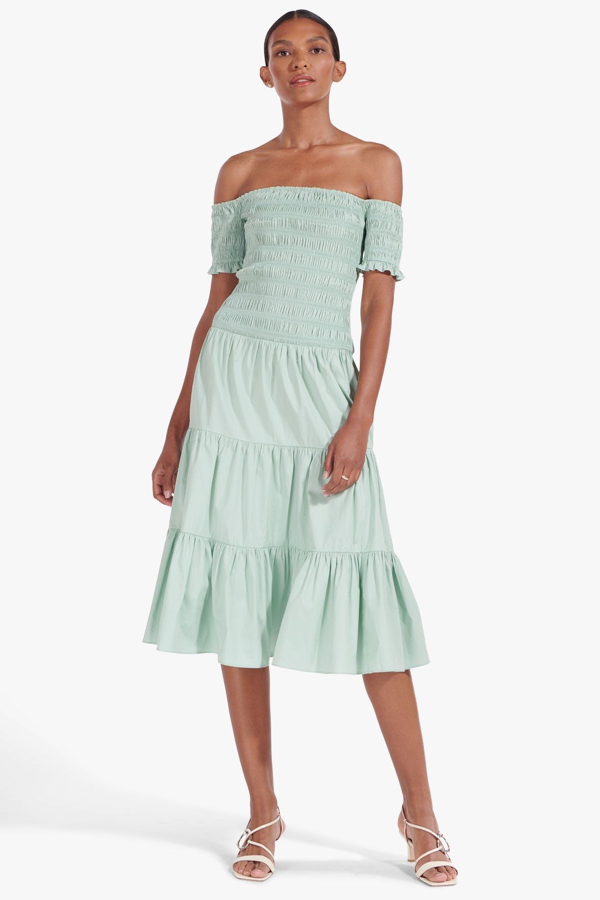 Image ELLIOT DRESS | SAGE 1 of 8 and Clicking this image will trigger a zoom pop-up