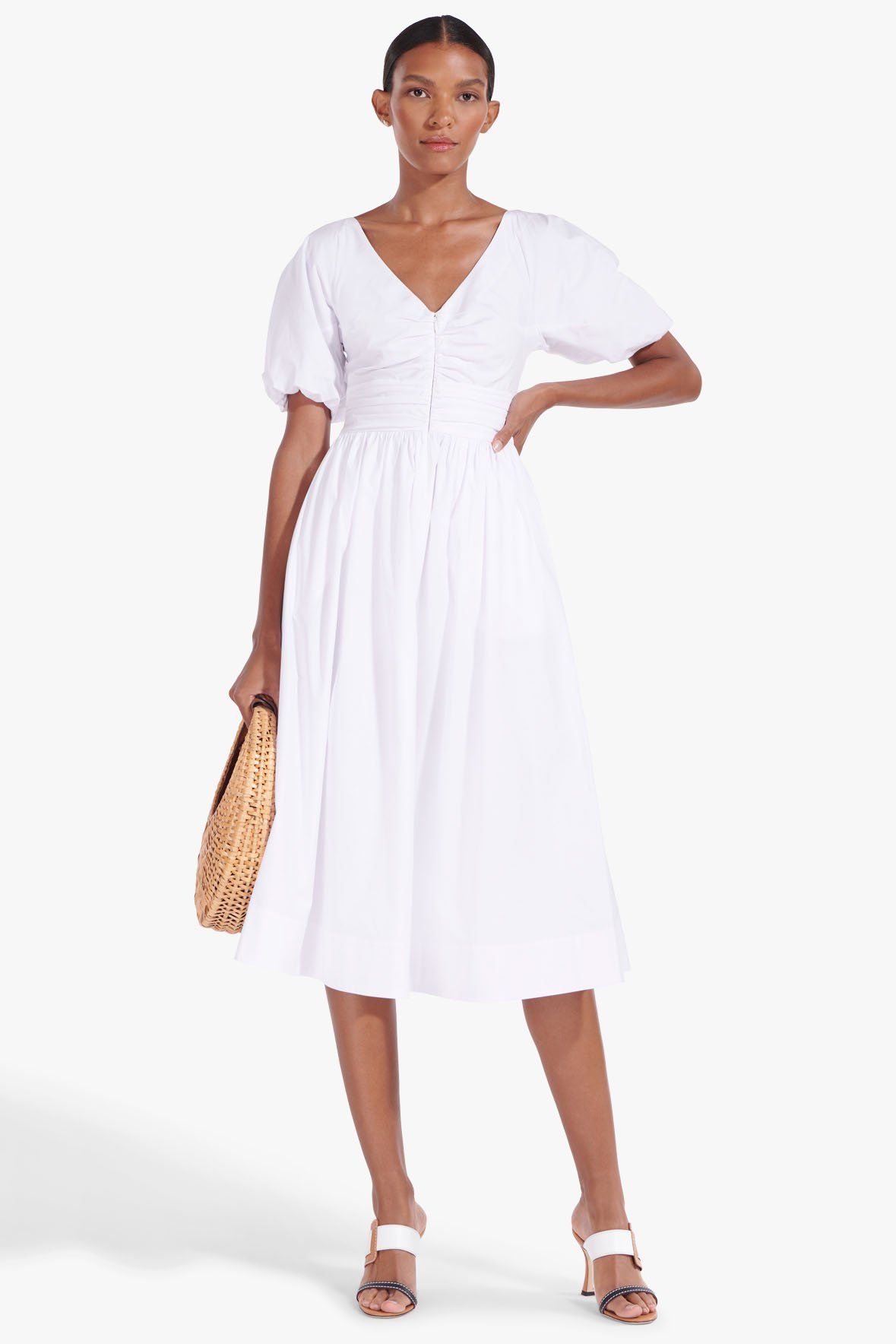 Image GRETA DRESS | WHITE 1 of 6 and Clicking this image will trigger a zoom pop-up