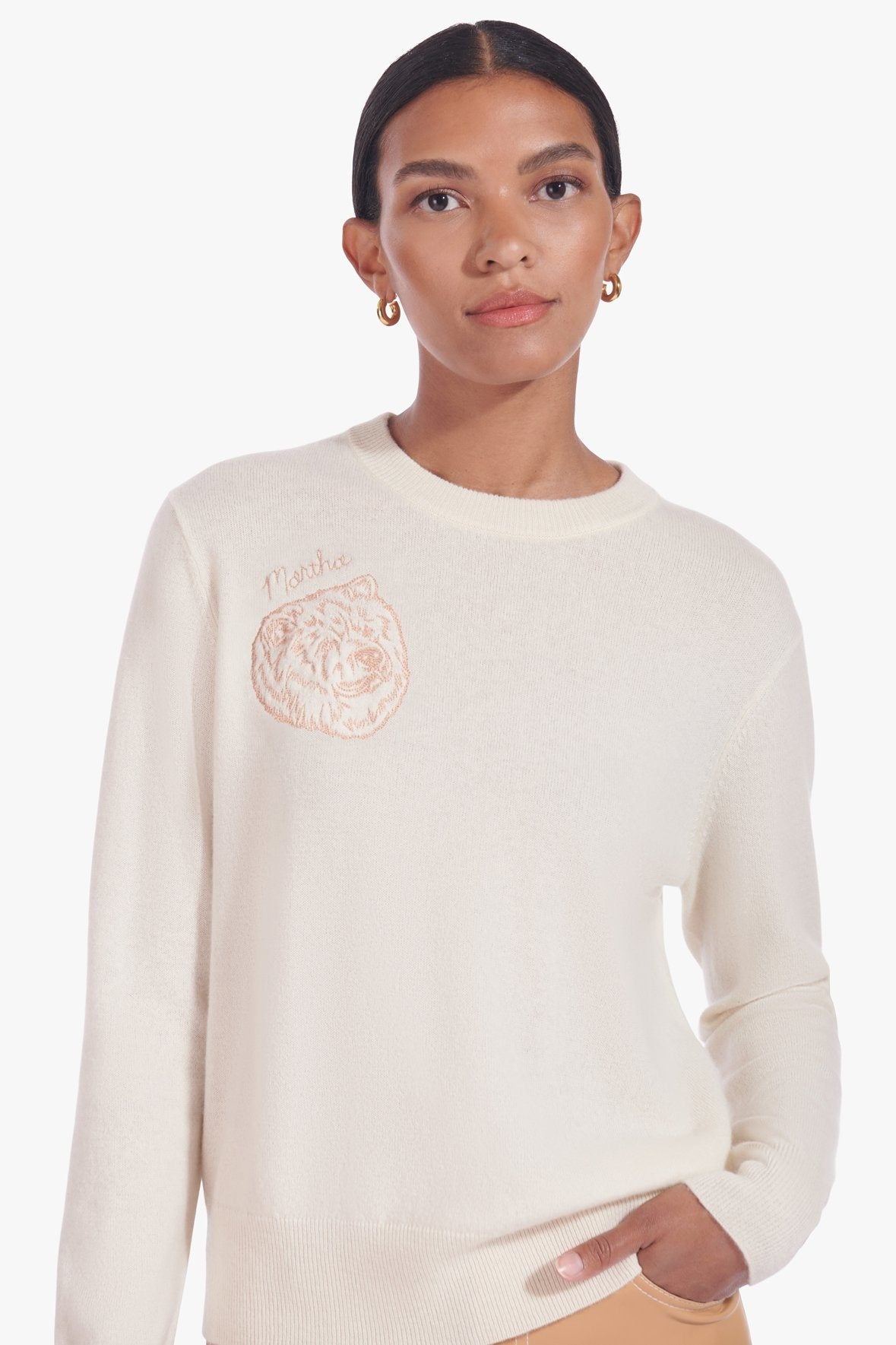 Image STAUD x C.BONZ CUSTOM CASHMERE CREWNECK SWEATER | CREAM 1 of 8 and Clicking this image will trigger a zoom pop-up