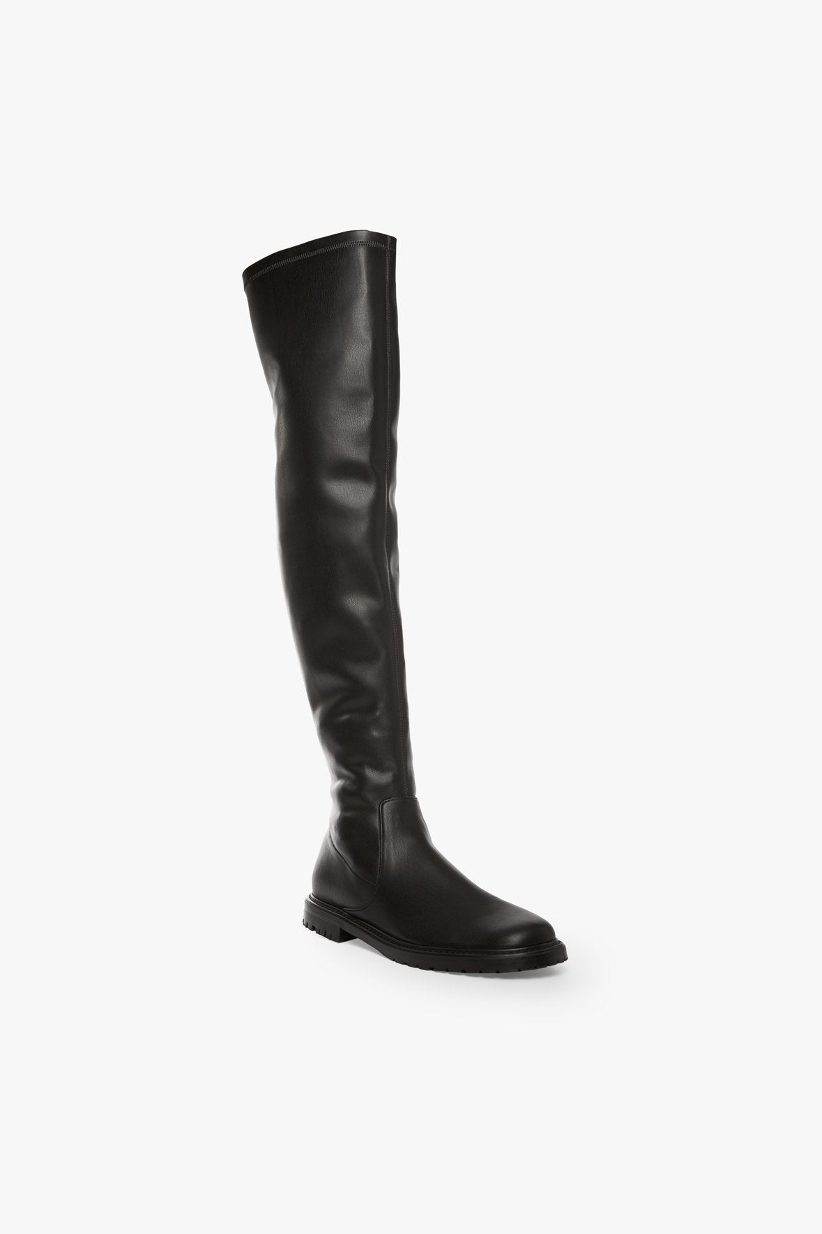 Image BELLE BOOT | BLACK VEGAN LEATHER 1 of 6 and Clicking this image will trigger a zoom pop-up