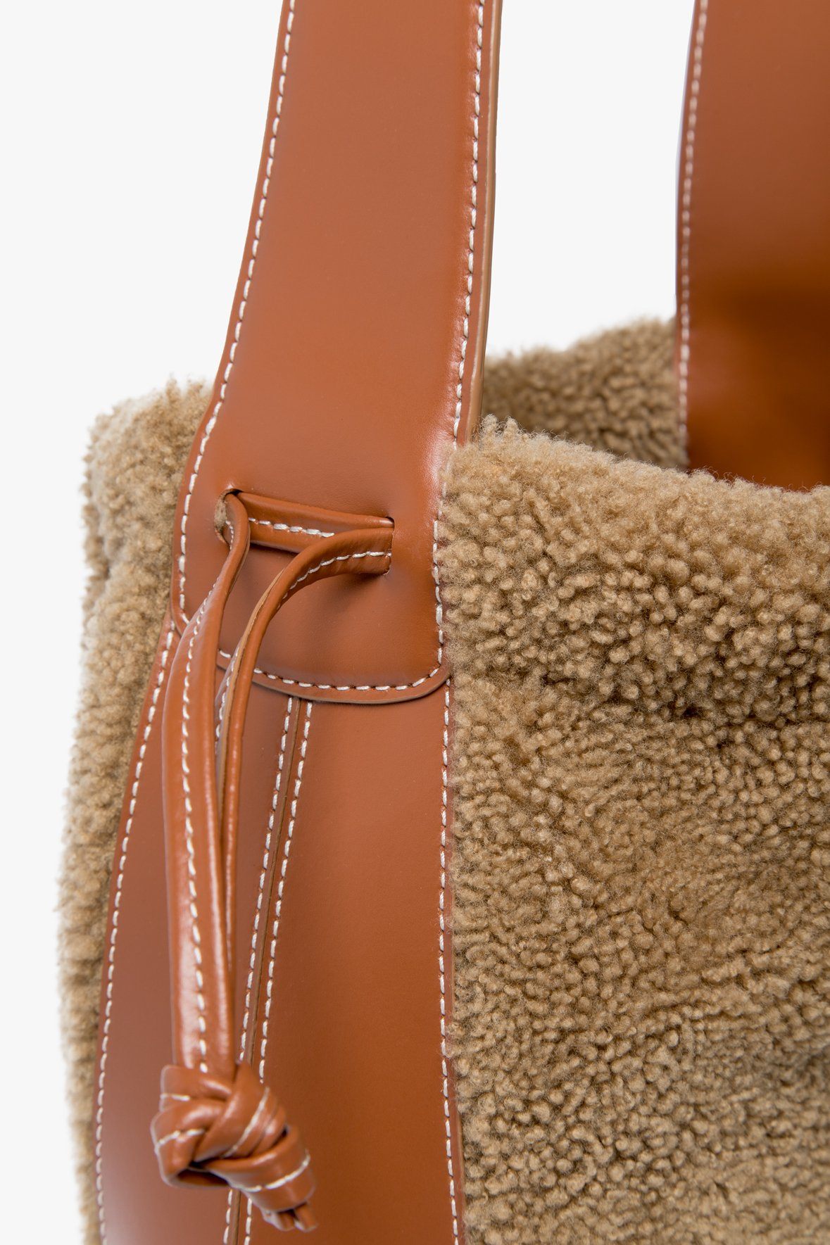 Image CINCH SHEARLING BUCKET BAG | NATURAL TAN 6 of 7 and Clicking this image will trigger a zoom pop-up