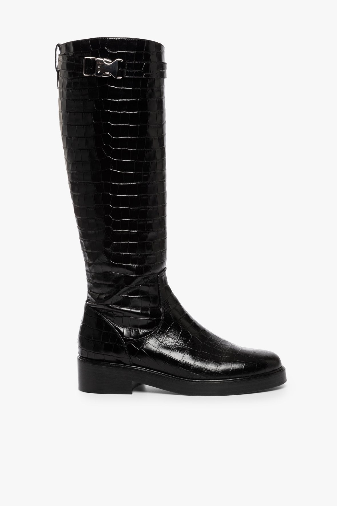 Image CLAUD BUCKLE RIDING BOOT | BLACK CROC EMBOSSED 3 of 7 and Clicking this image will trigger a zoom pop-up