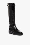 Image CLAUD BUCKLE RIDING BOOT | BLACK CROC EMBOSSED 1 of 7