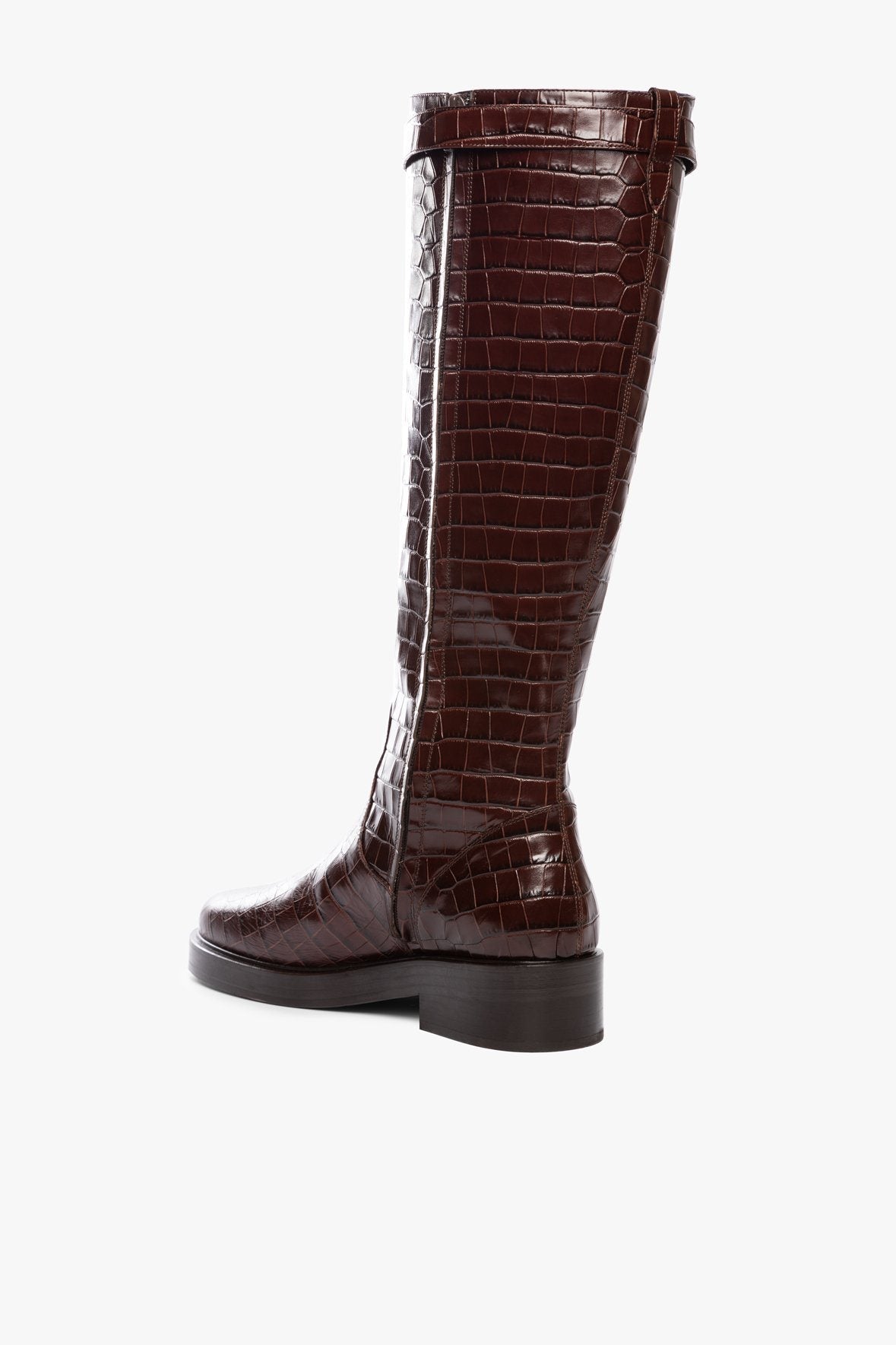 Image CLAUD BUCKLE RIDING BOOT | MAHOGANY CROC EMBOSSED 4 of 7 and Clicking this image will trigger a zoom pop-up