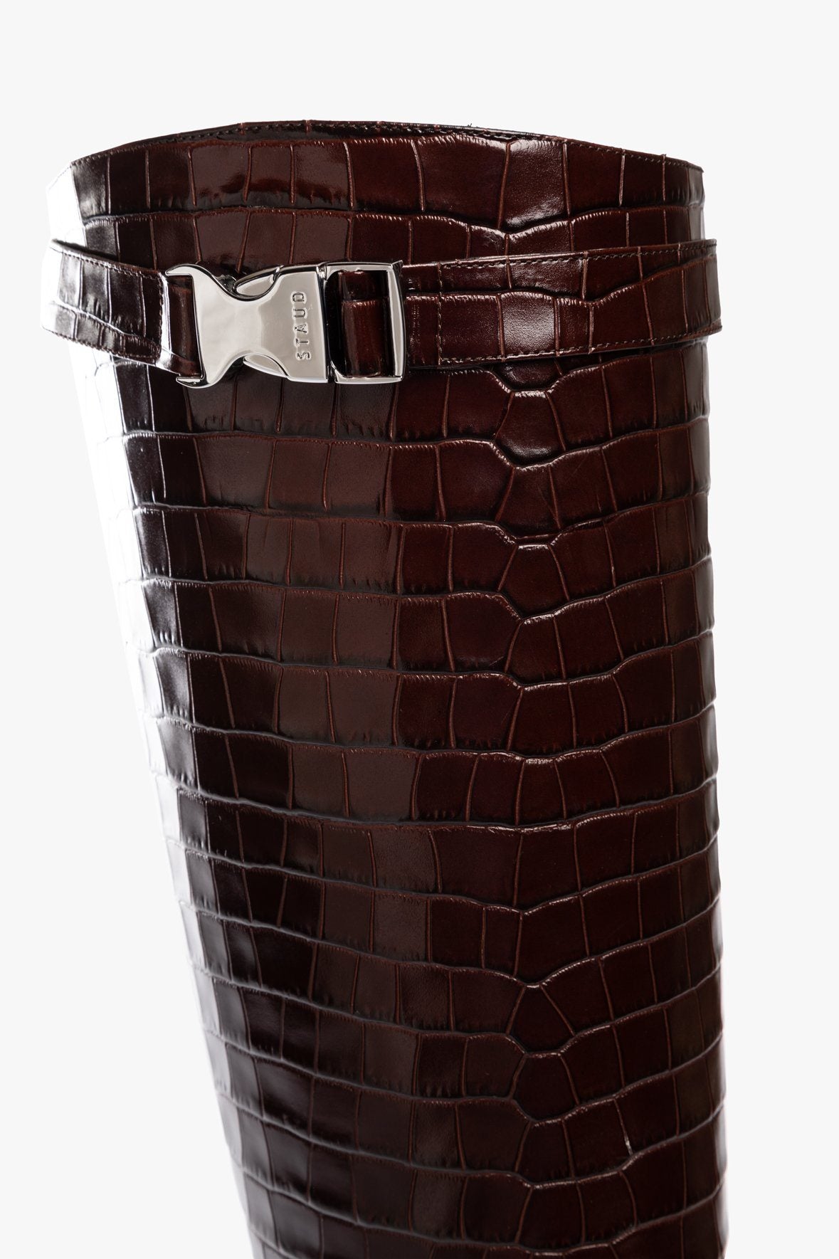 Image CLAUD BUCKLE RIDING BOOT | MAHOGANY CROC EMBOSSED 5 of 7 and Clicking this image will trigger a zoom pop-up