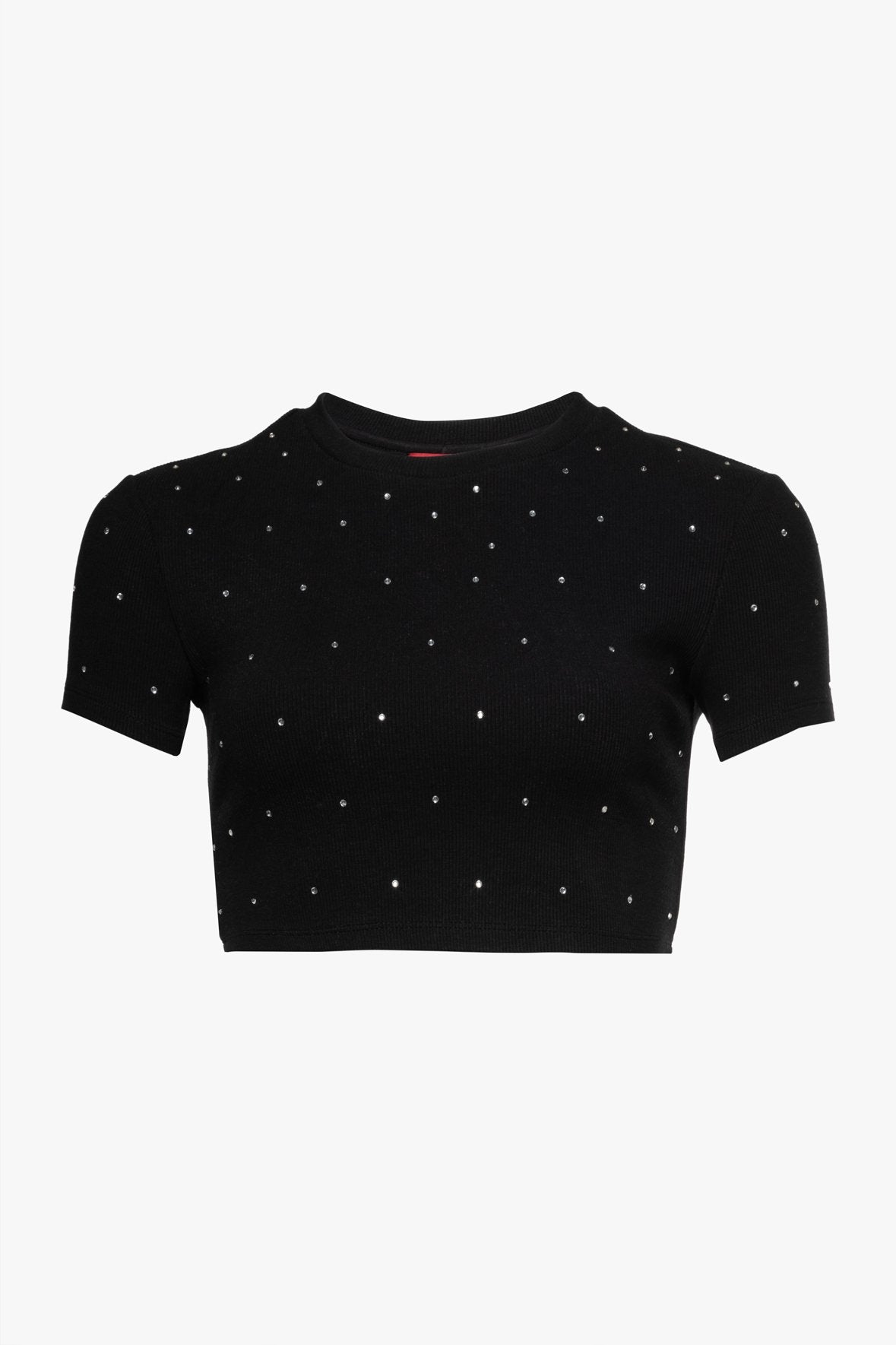 Image CORSO CROPPED RHINESTONE TEE | BLACK 9 of 9 and Clicking this image will trigger a zoom pop-up