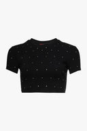 Image CORSO CROPPED RHINESTONE TEE | BLACK 9 of 9