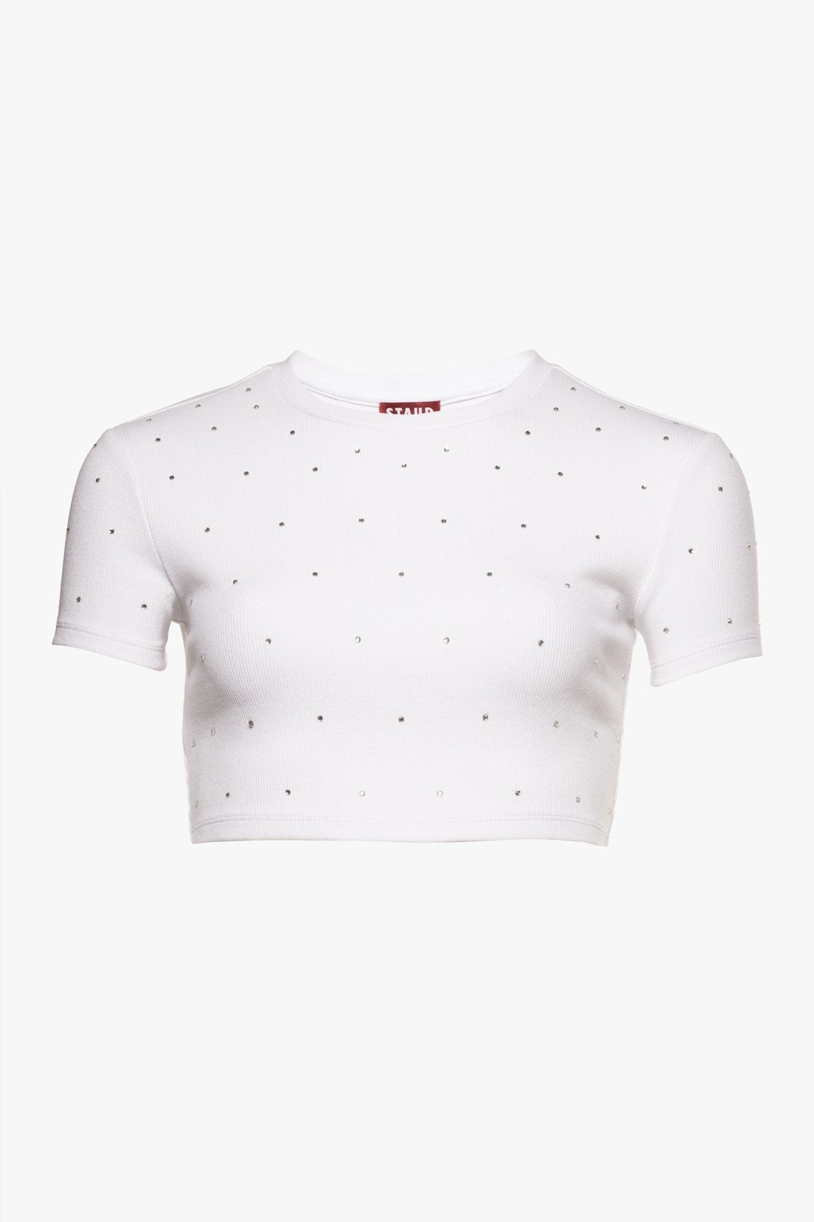 Image CORSO CROPPED RHINESTONE TEE | WHITE 7 of 7 and Clicking this image will trigger a zoom pop-up