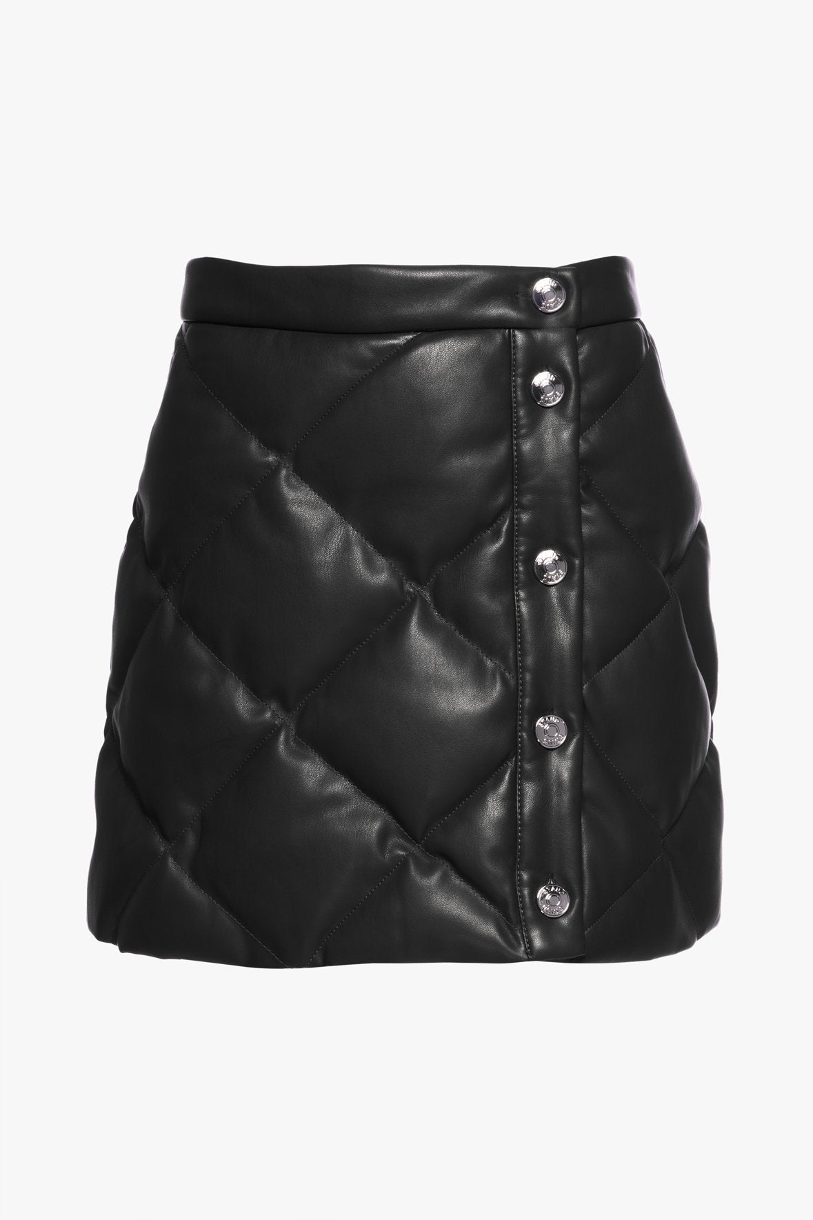 Image DICE SKIRT | BLACK VEGAN LEATHER 8 of 8 and Clicking this image will trigger a zoom pop-up