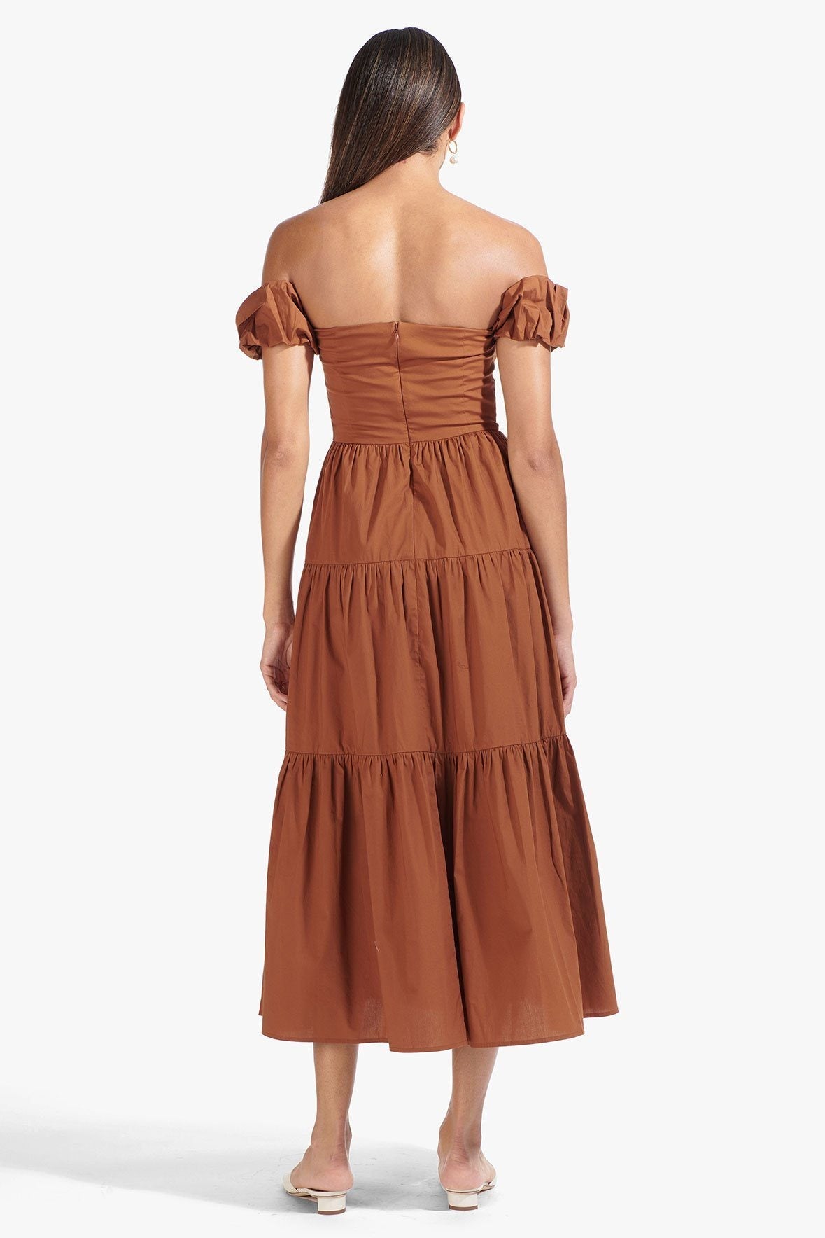 Image ELIO DRESS | TAN 4 of 6 and Clicking this image will trigger a zoom pop-up