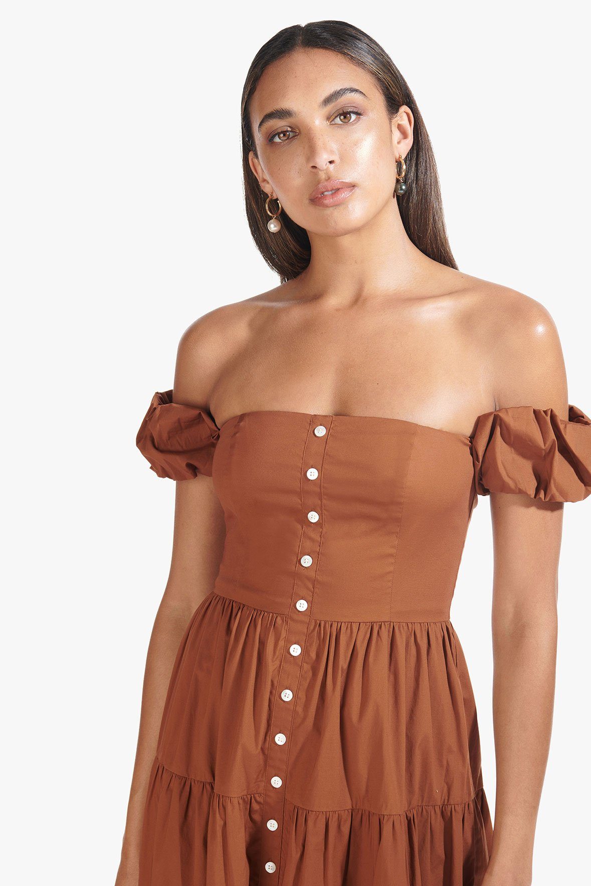 Image ELIO DRESS | TAN 2 of 6 and Clicking this image will trigger a zoom pop-up