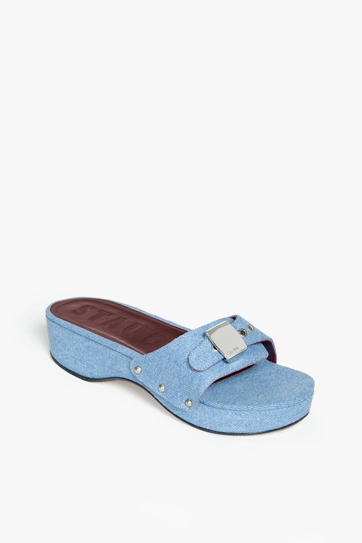 Image ERIN SANDAL | LIGHT WASH DENIM 1 of 5 and Clicking this image will trigger a zoom pop-up