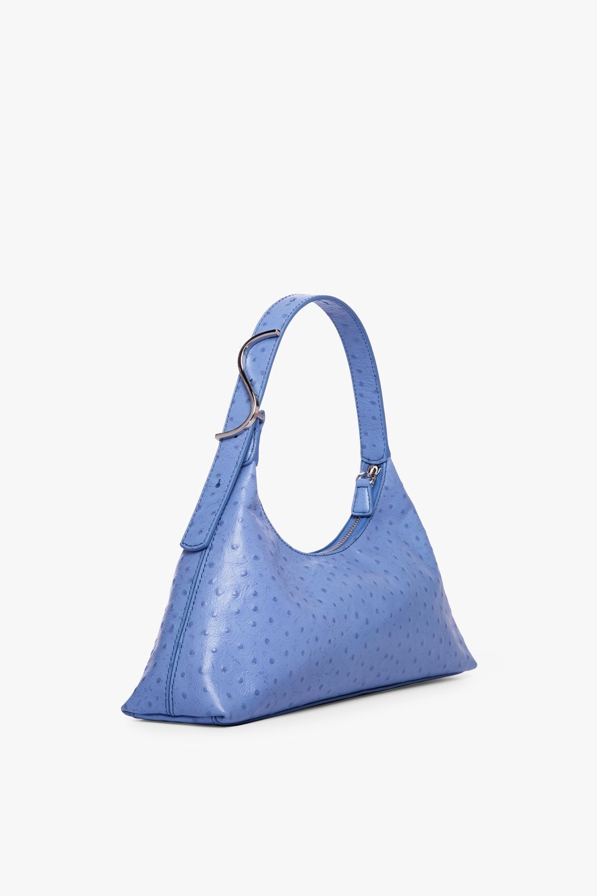 Image ESTELLE BAG | PERIWINKLE OSTRICH EMBOSSED 1 of 8 and Clicking this image will trigger a zoom pop-up