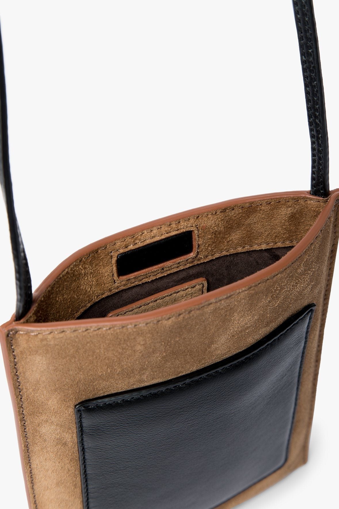 Image EVE PHONE CROSSBODY BAG | TAN BLACK 3 of 7 and Clicking this image will trigger a zoom pop-up