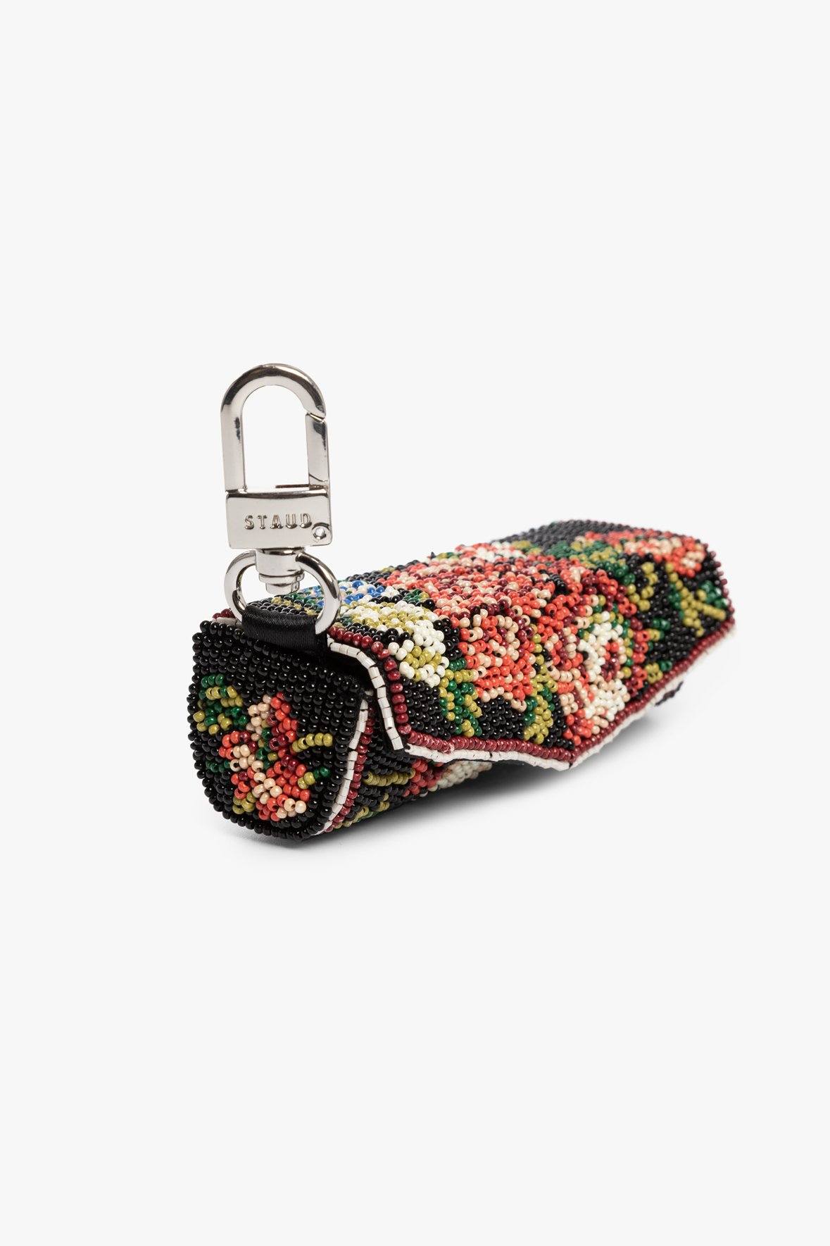 Image BEADED LIPSTICK CASE | BLACK FLORAL 1 of 7 and Clicking this image will trigger a zoom pop-up