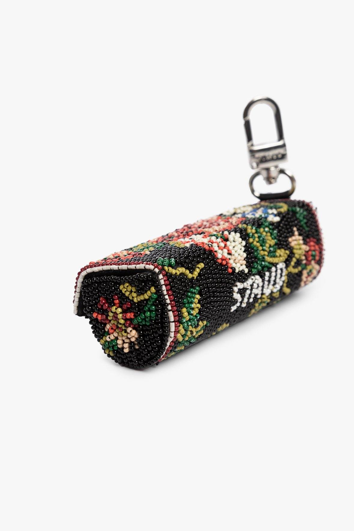 Image BEADED LIPSTICK CASE | BLACK FLORAL 7 of 7 and Clicking this image will trigger a zoom pop-up