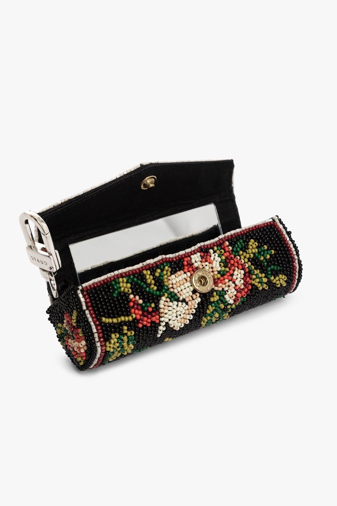 Image BEADED LIPSTICK CASE | BLACK FLORAL 3 of 7 and Clicking this image will trigger a zoom pop-up