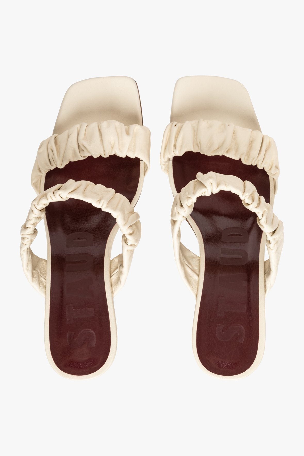 Image FRANKIE RUCHED SANDAL | CREAM 3 of 4 and Clicking this image will trigger a zoom pop-up