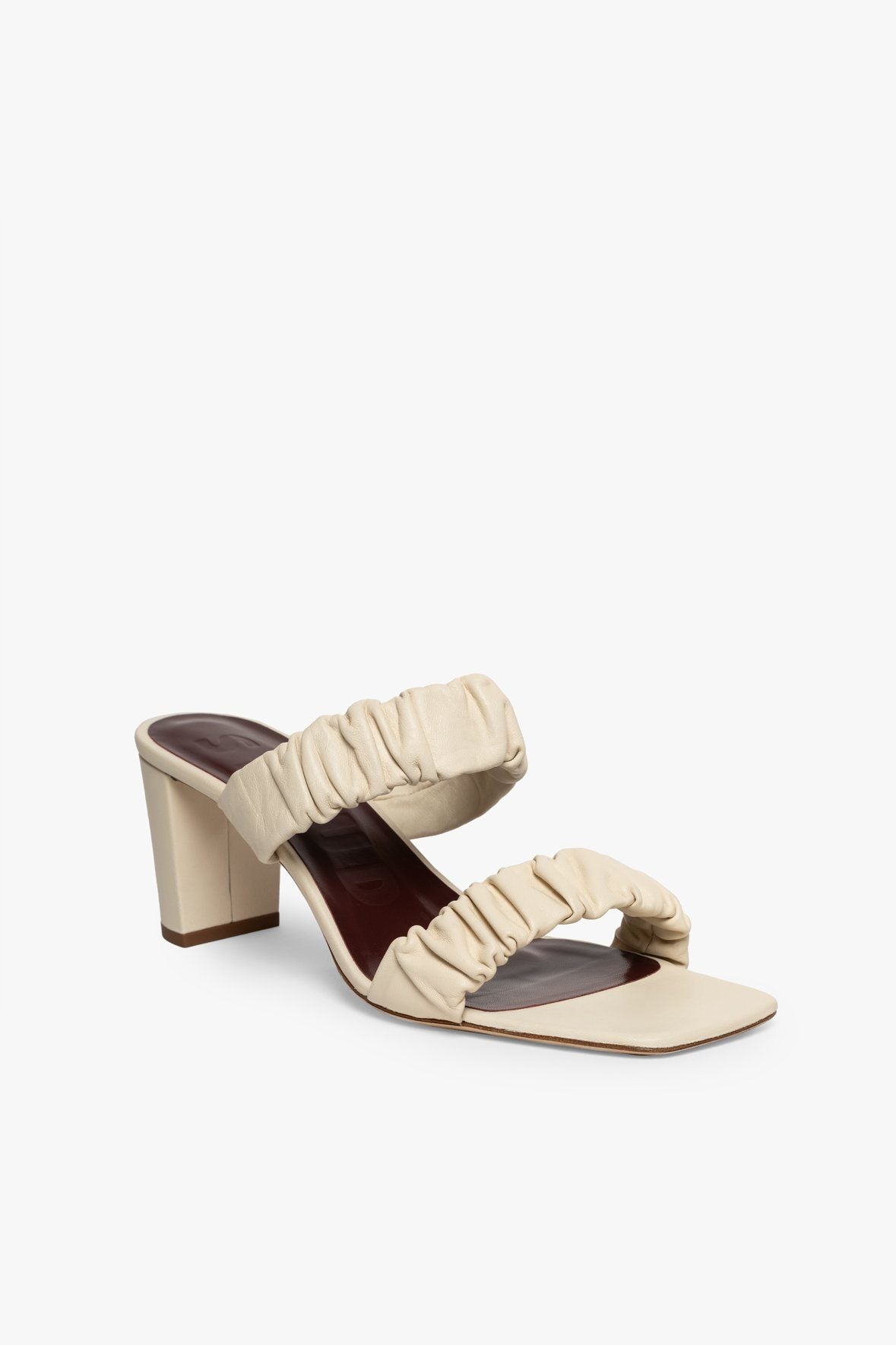 Image FRANKIE RUCHED SANDAL | CREAM 1 of 4 and Clicking this image will trigger a zoom pop-up