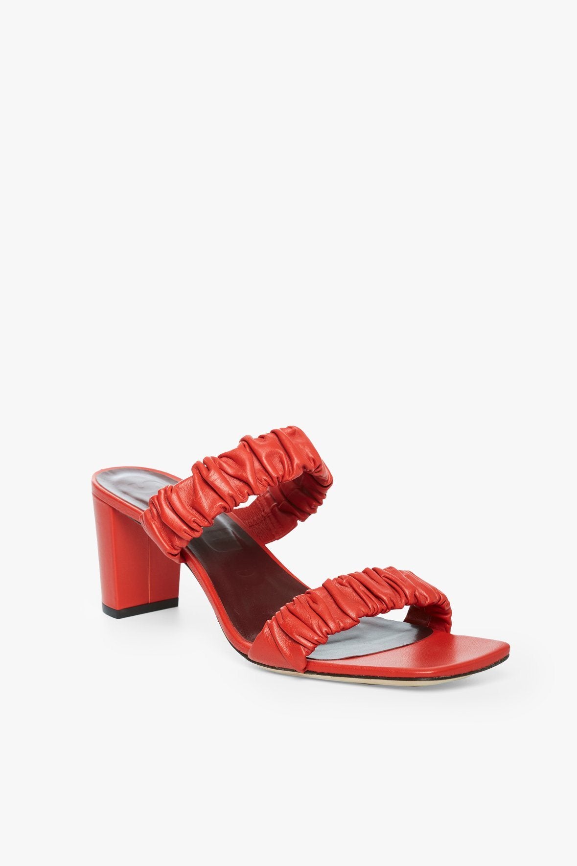 Image FRANKIE RUCHED SANDAL | SCARLET 1 of 6 and Clicking this image will trigger a zoom pop-up