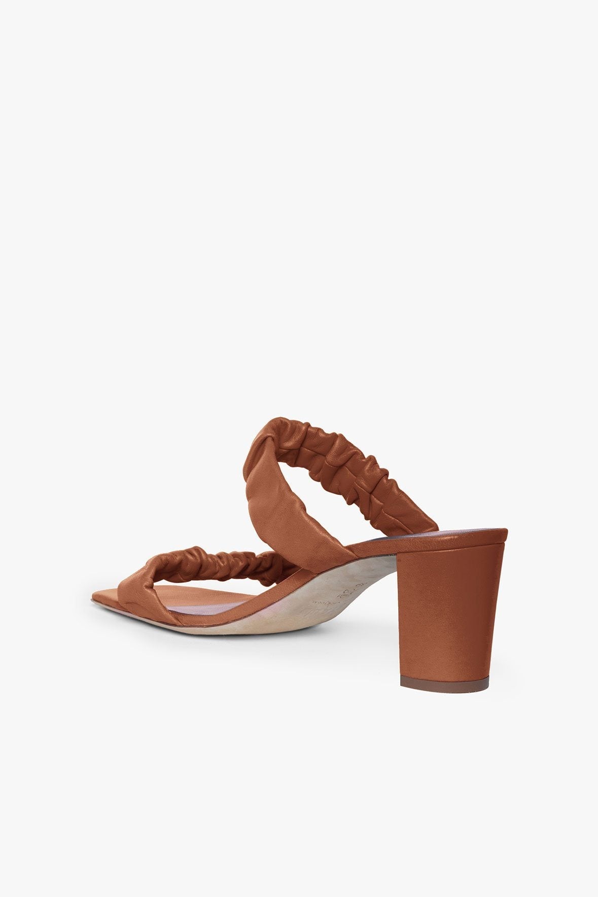 Image FRANKIE RUCHED SANDAL | TAN 3 of 7 and Clicking this image will trigger a zoom pop-up