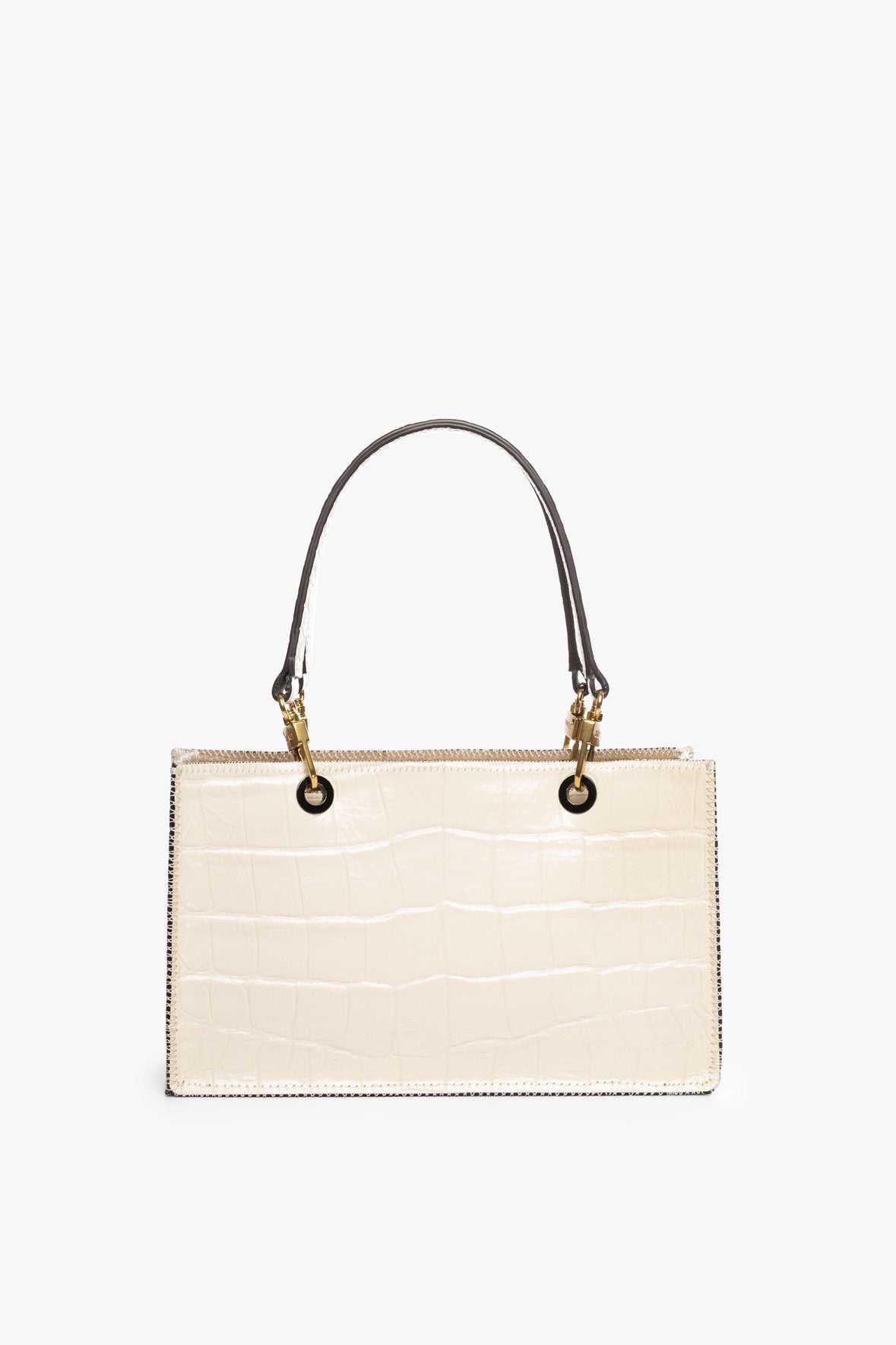 Image GEMMA SHOULDER BAG | CREAM CROC EMBOSSED 1 of 8 and Clicking this image will trigger a zoom pop-up