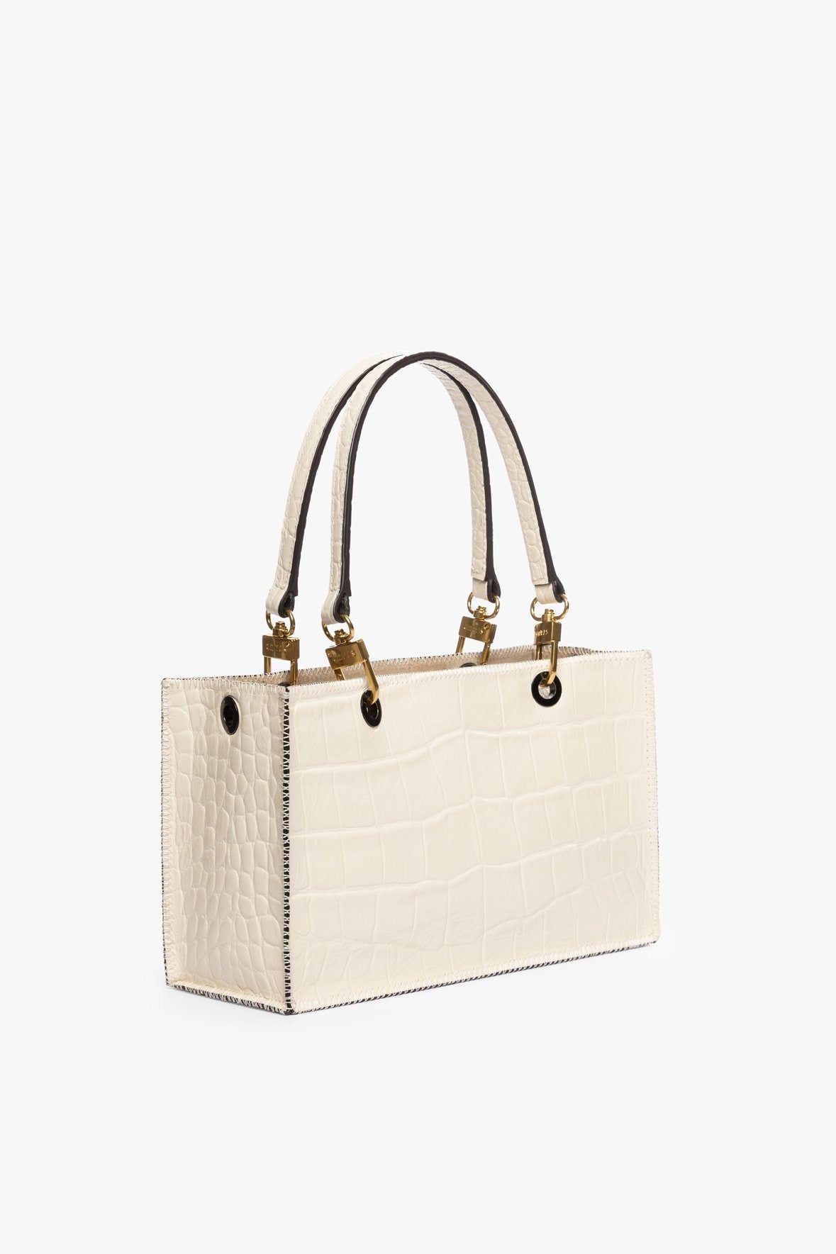 Image GEMMA SHOULDER BAG | CREAM CROC EMBOSSED 3 of 8 and Clicking this image will trigger a zoom pop-up