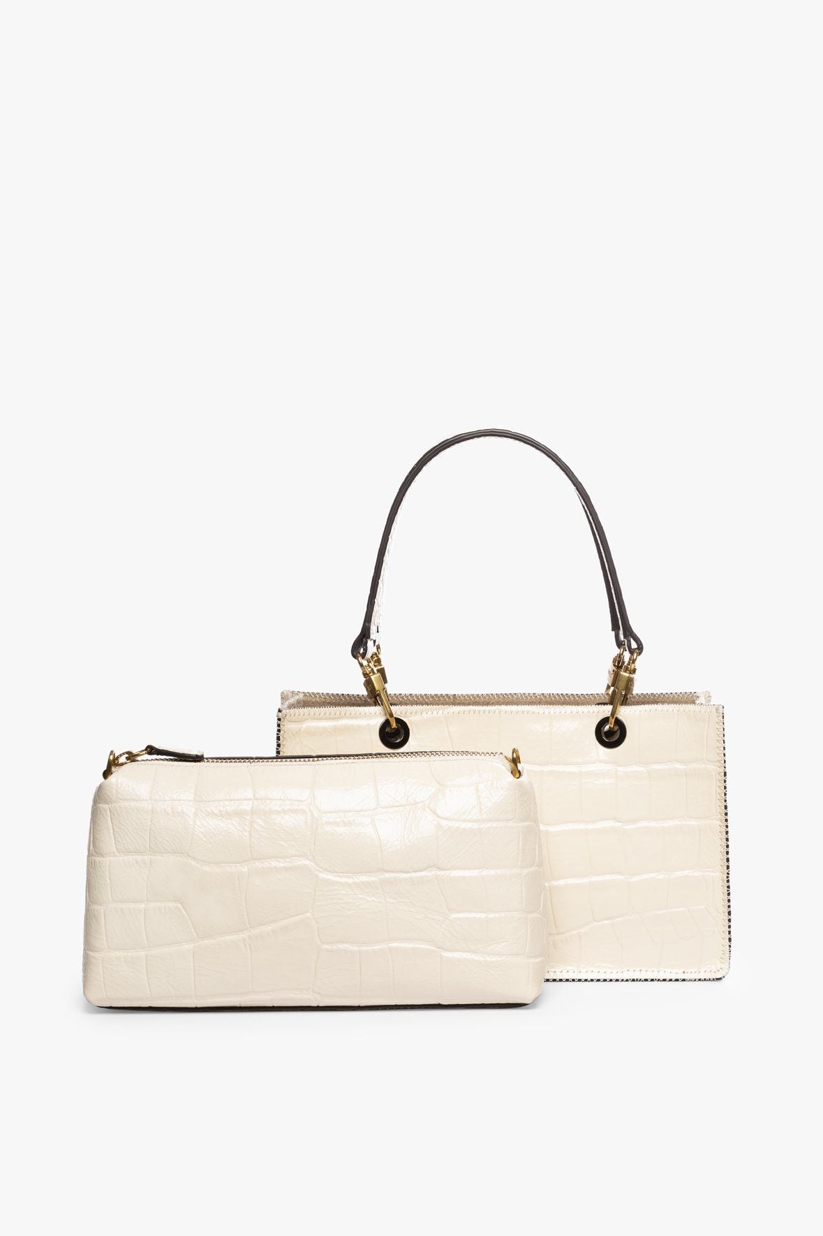 Image GEMMA SHOULDER BAG | CREAM CROC EMBOSSED 5 of 8 and Clicking this image will trigger a zoom pop-up