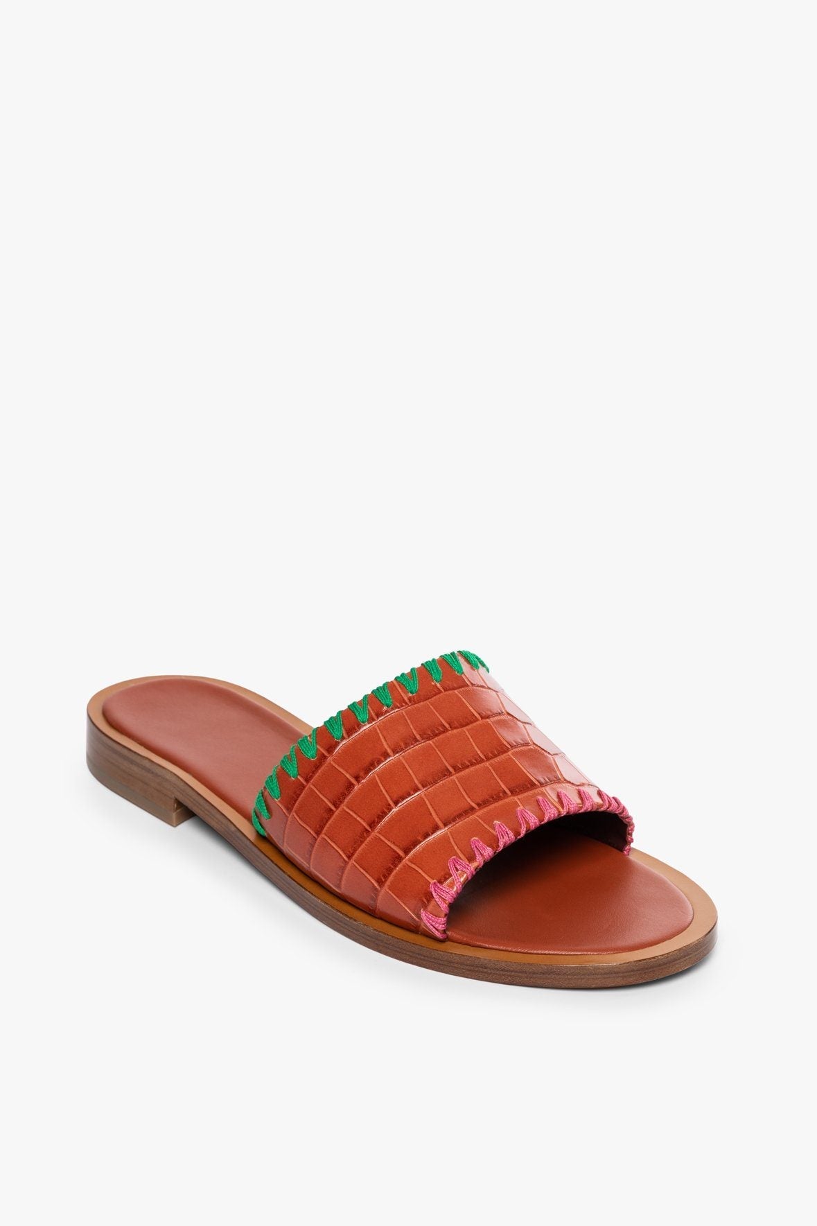 Image GENIE SANDAL | SADDLE CROC EMBOSSED MULTI 1 of 4 and Clicking this image will trigger a zoom pop-up