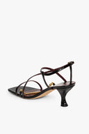 Image GITA CHAIN SANDAL | BLACK CROC EMBOSSED GOLD CHAIN 5 of 7