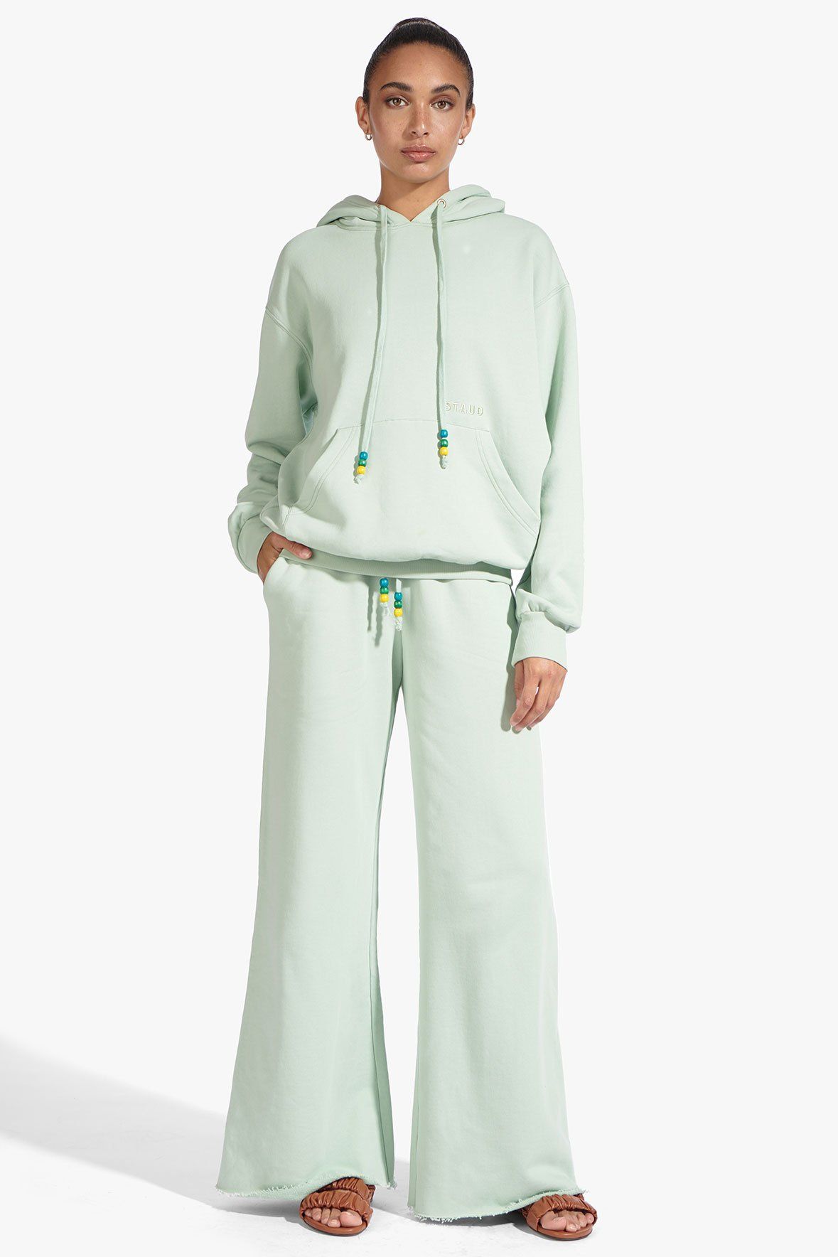 Image WIDE LEG SWEATPANTS | SAGE 1 of 6 and Clicking this image will trigger a zoom pop-up