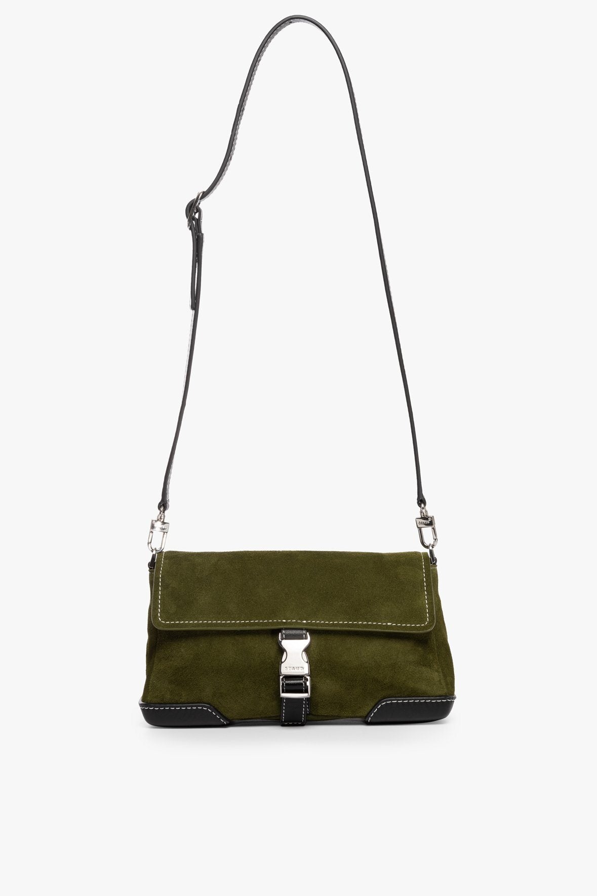 Image IZZY CONVERTIBLE SHOULDER BAG | OLIVE SUEDE 9 of 11 and Clicking this image will trigger a zoom pop-up