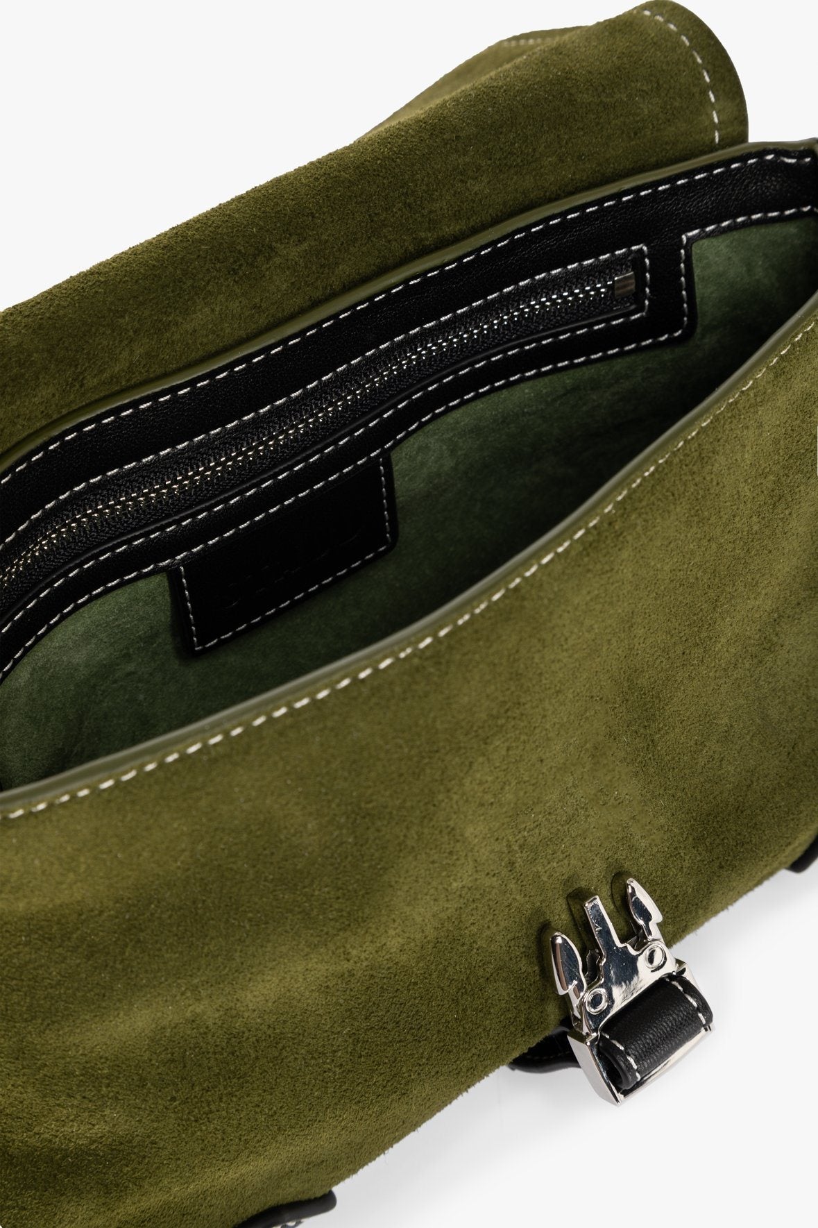 Image IZZY CONVERTIBLE SHOULDER BAG | OLIVE SUEDE 11 of 11 and Clicking this image will trigger a zoom pop-up