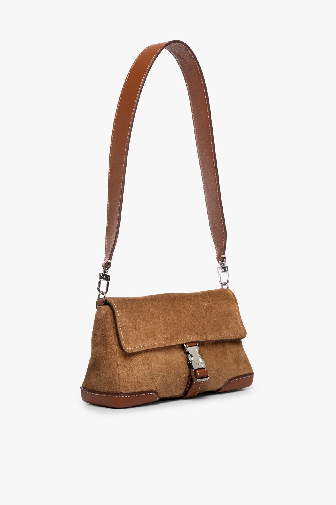 Image IZZY CONVERTIBLE SHOULDER BAG | TAN SUEDE 3 of 10 and Clicking this image will trigger a zoom pop-up