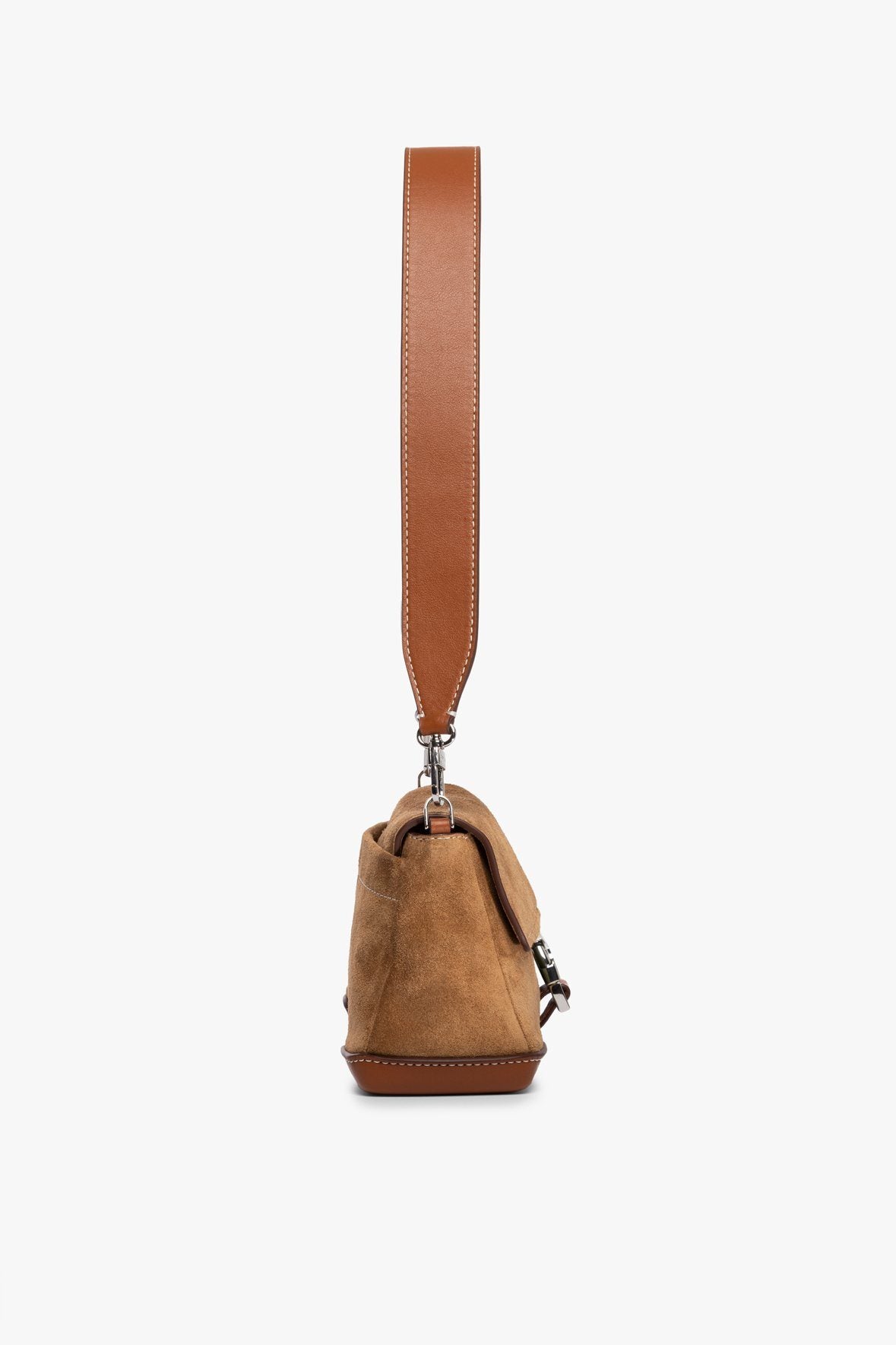 Image IZZY CONVERTIBLE SHOULDER BAG | TAN SUEDE 4 of 10 and Clicking this image will trigger a zoom pop-up