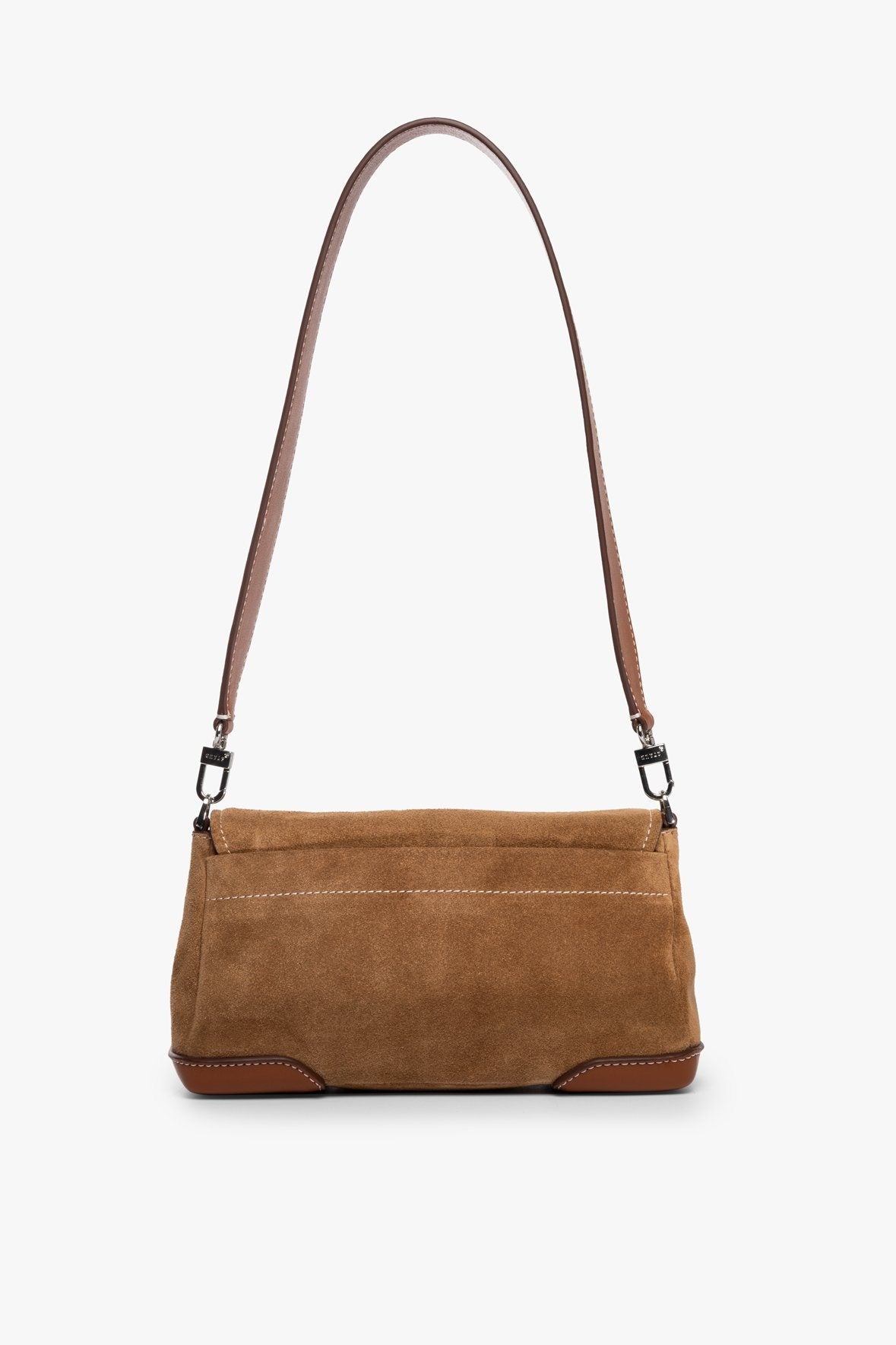 Image IZZY CONVERTIBLE SHOULDER BAG | TAN SUEDE 6 of 10 and Clicking this image will trigger a zoom pop-up