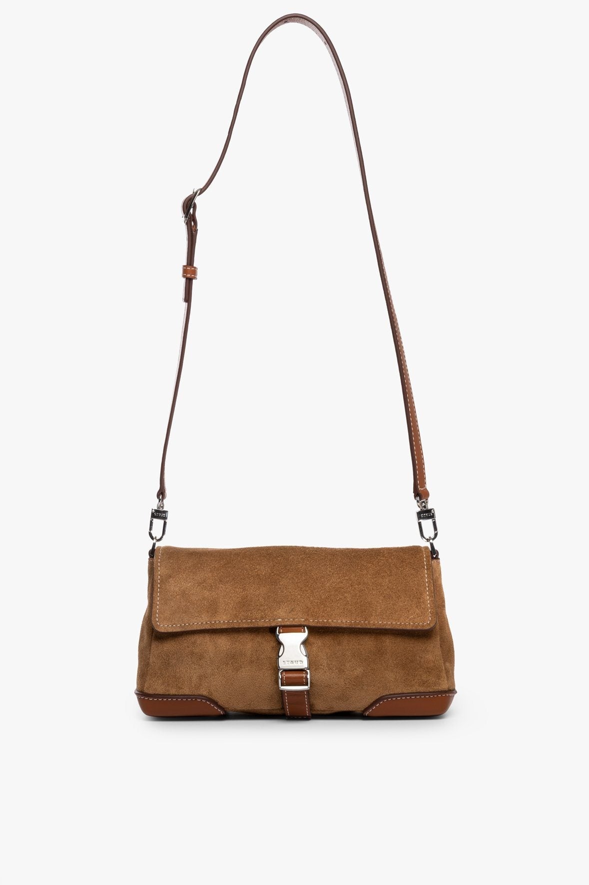 Image IZZY CONVERTIBLE SHOULDER BAG | TAN SUEDE 8 of 10 and Clicking this image will trigger a zoom pop-up