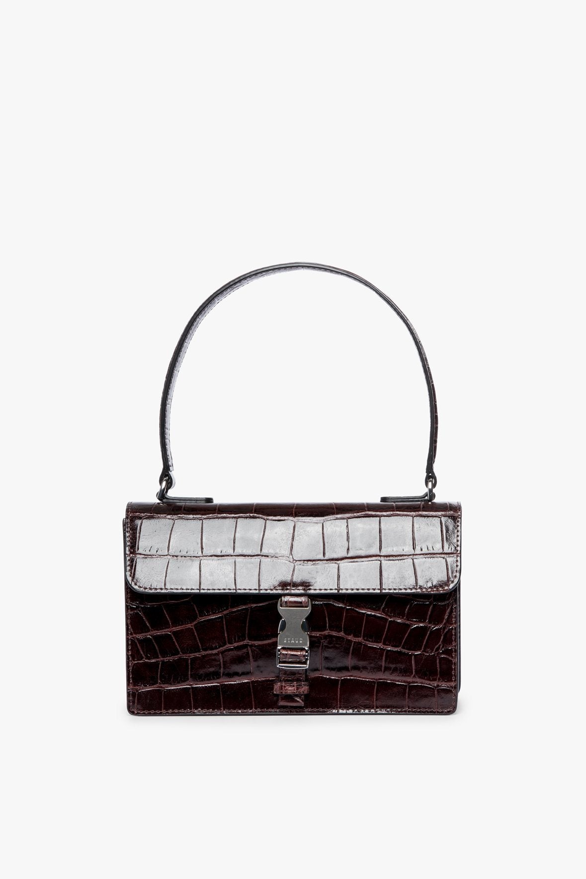 Image JACKIE BUCKLE BAG | MAHOGANY CROC EMBOSSED 1 of 7 and Clicking this image will trigger a zoom pop-up