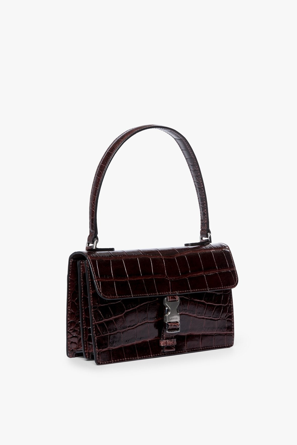 Image JACKIE BUCKLE BAG | MAHOGANY CROC EMBOSSED 3 of 7 and Clicking this image will trigger a zoom pop-up