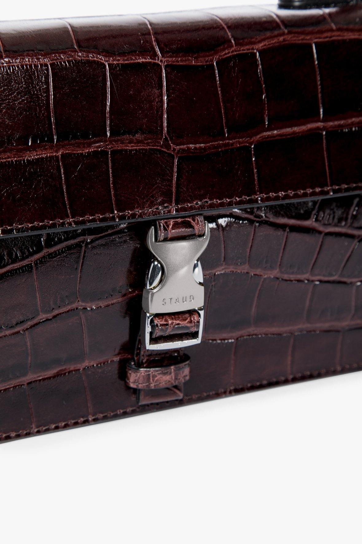 Image JACKIE BUCKLE BAG | MAHOGANY CROC EMBOSSED 6 of 7 and Clicking this image will trigger a zoom pop-up