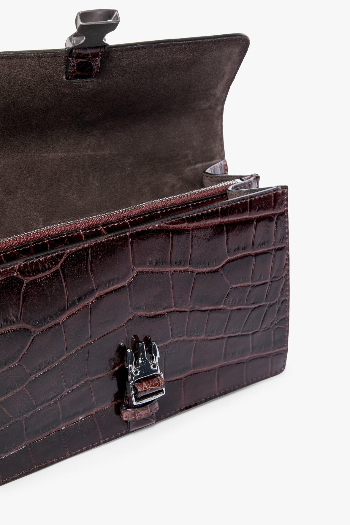 Image JACKIE BUCKLE BAG | MAHOGANY CROC EMBOSSED 7 of 7 and Clicking this image will trigger a zoom pop-up