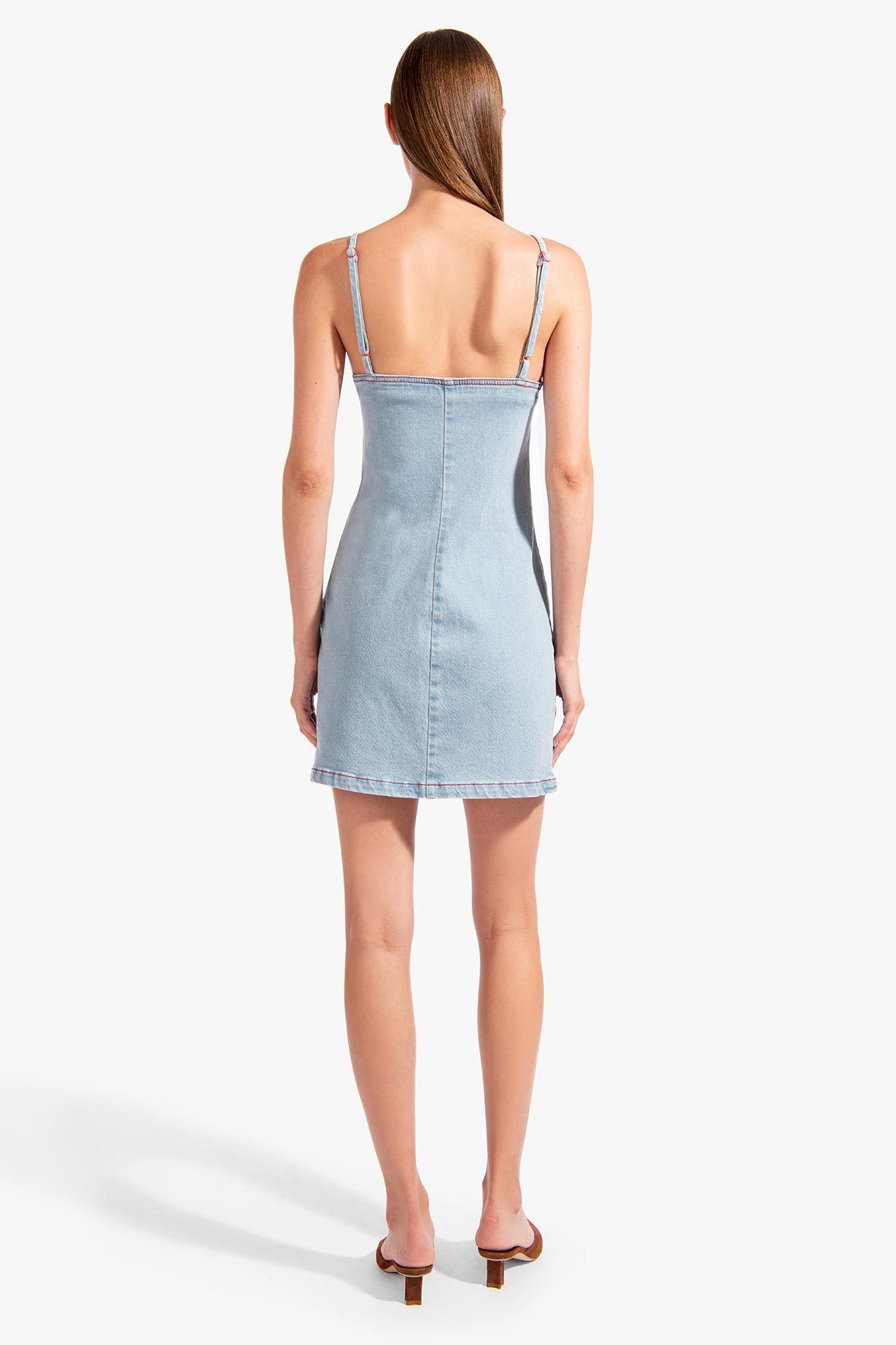 Image JOUR DRESS | LIGHT WASH DENIM 6 of 6 and Clicking this image will trigger a zoom pop-up