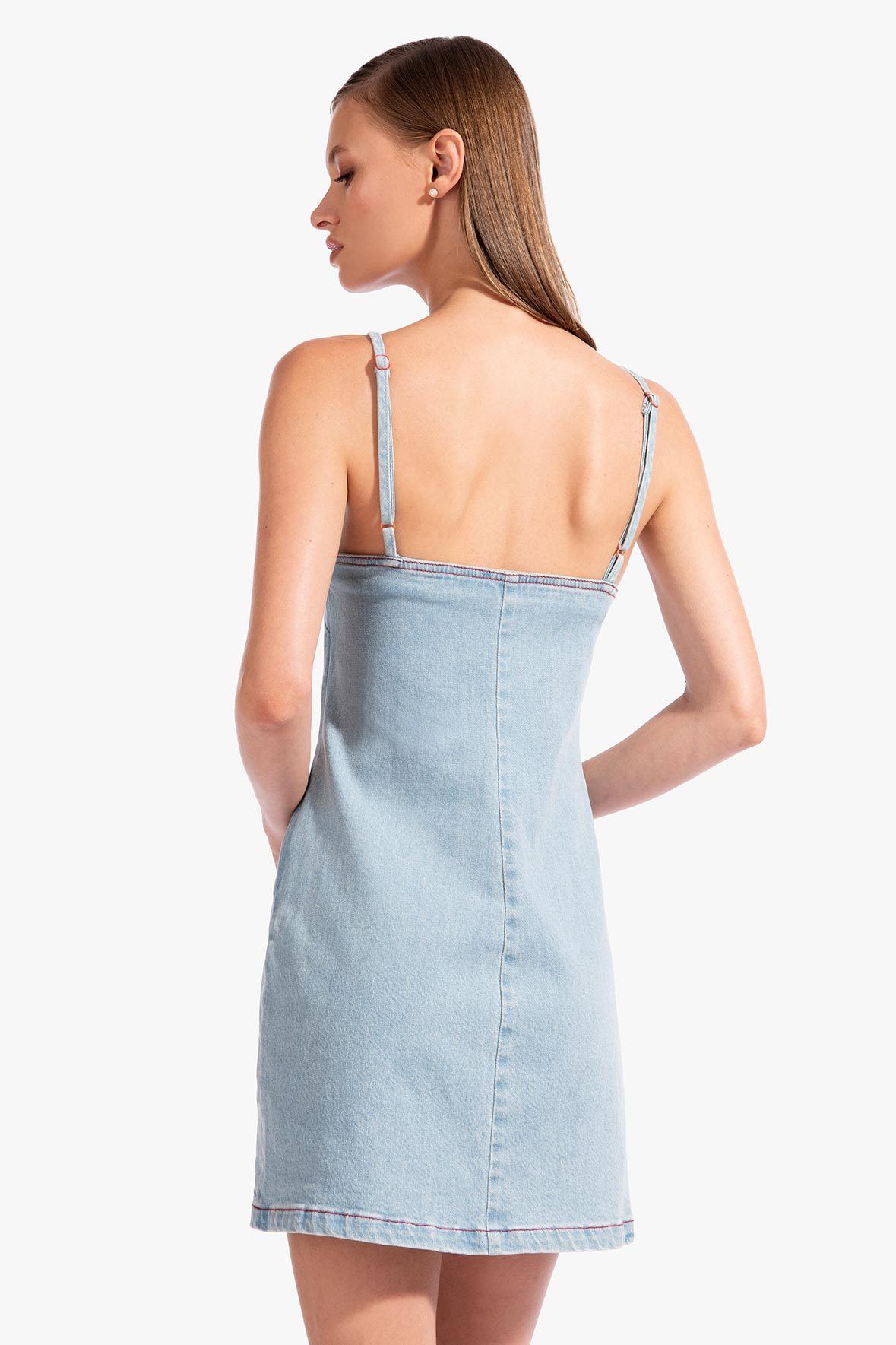 Image JOUR DRESS | LIGHT WASH DENIM 3 of 6 and Clicking this image will trigger a zoom pop-up