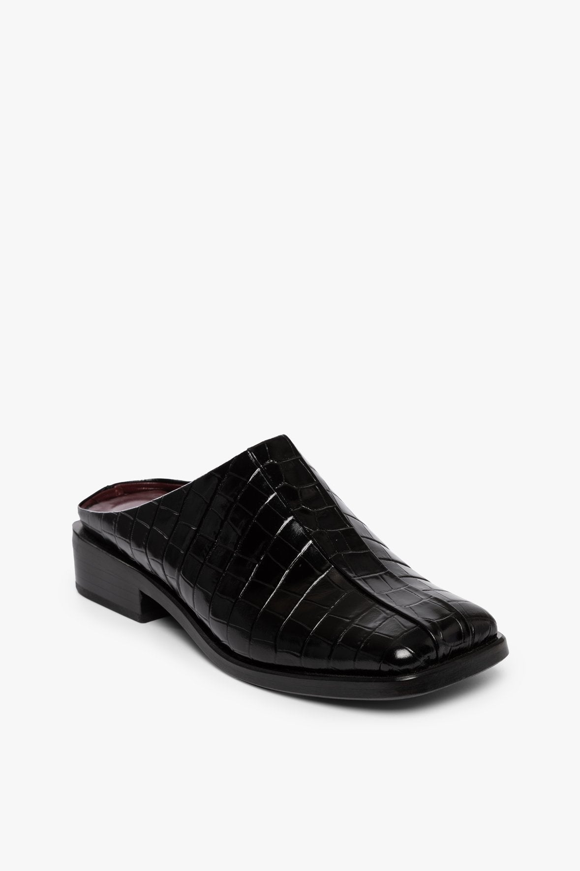 Image KNIGHTSBRIDGE MULE | BLACK CROC EMBOSSED 1 of 6 and Clicking this image will trigger a zoom pop-up