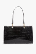 Image LARGE GEMMA TOTE BAG | BLACK CROC EMBOSSED 1 of 8