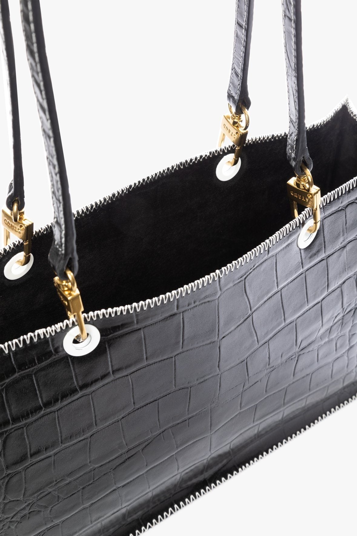 Image LARGE GEMMA TOTE BAG | BLACK CROC EMBOSSED 7 of 8 and Clicking this image will trigger a zoom pop-up